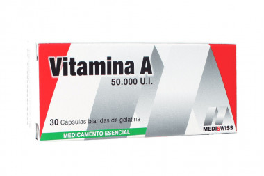 Vitamina A 50,000 U.I Caja Con 30 Cápsulas Blandas De Gelatina