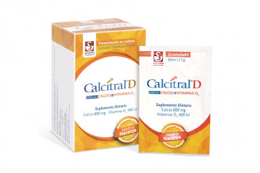 Calcitral D Granulado 600 mg / 400 UI Caja Con 15 Sobres Con 3.3 g - Sabor  Naranja