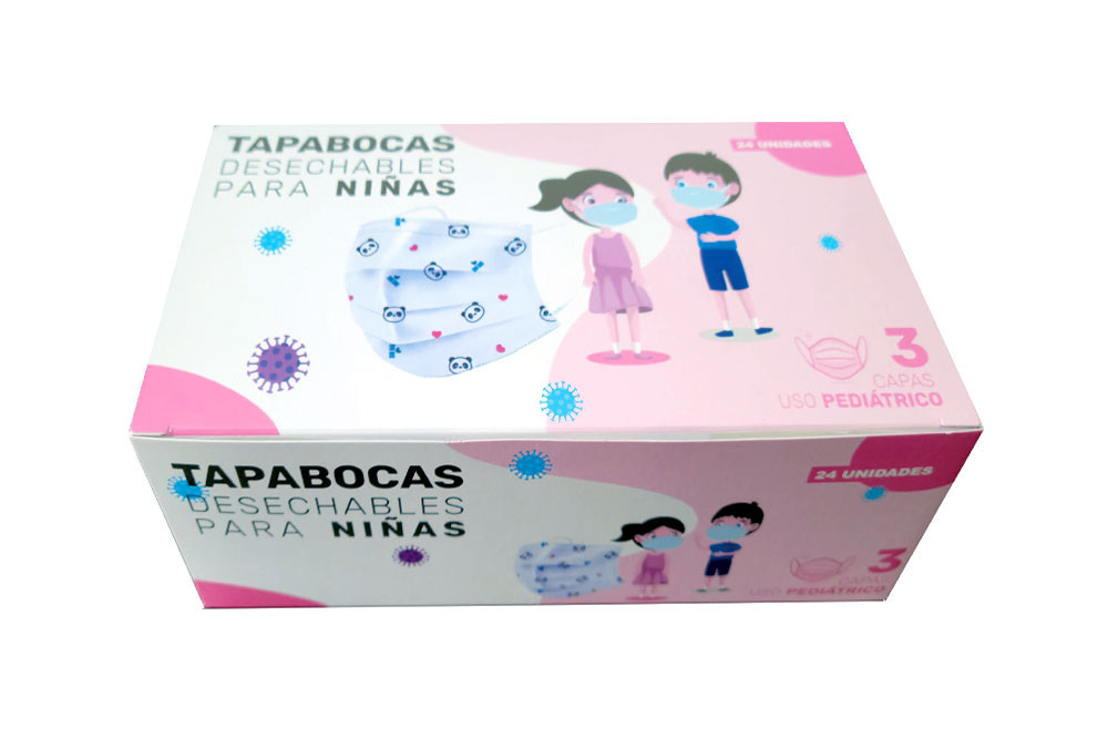 Tapabocas Desechables Para Niñas Caja Con 24 Unidades