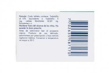 Tadalafilo 5 Mg Caja Con 28 Tabletas
