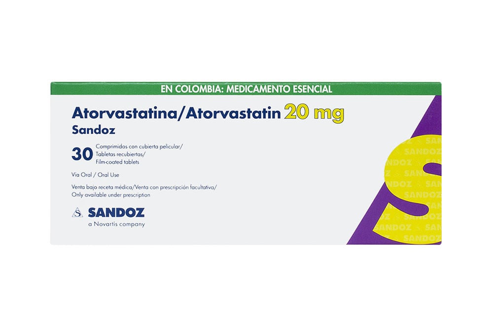 Atorvastatina 20 mg Caja Con 30 Tabletas Recubiertas