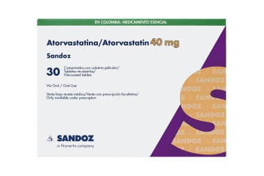 Atorvastatina 40 mg Caja Con 30 Tabletas Recubiertas