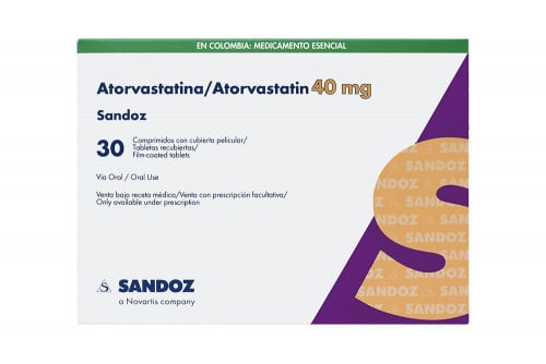 Atorvastatina 40 mg Caja Con 30 Tabletas