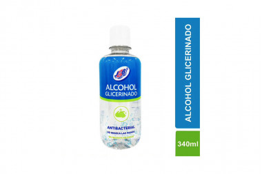 Alcohol Antibacterial Glicerinado JGB Frasco Con 340 mL