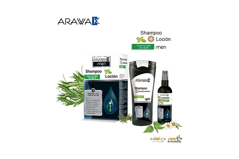 Arawak Shampoo For Men Frasco Con 200 mL+ Loción Capilar Con 120 mL 
