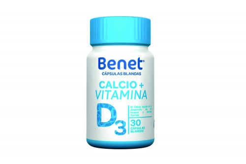 Benet Calcio + Vitamina D3 Frasco Con 30 Cápsulas Blandas