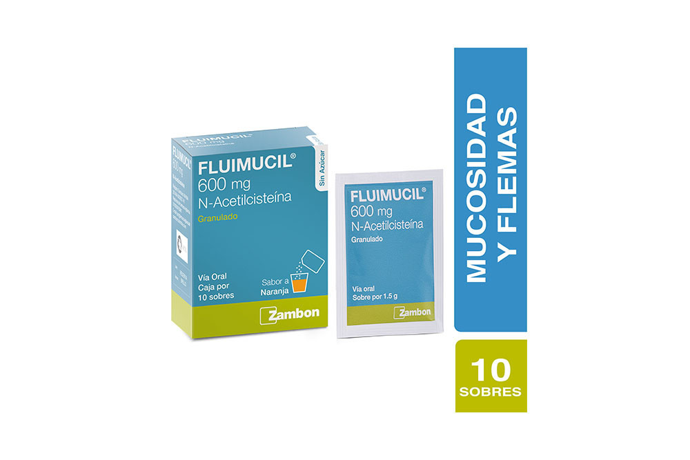 Fluimucil 600 mg Sin Azúcar Caja Con 10 Sobres