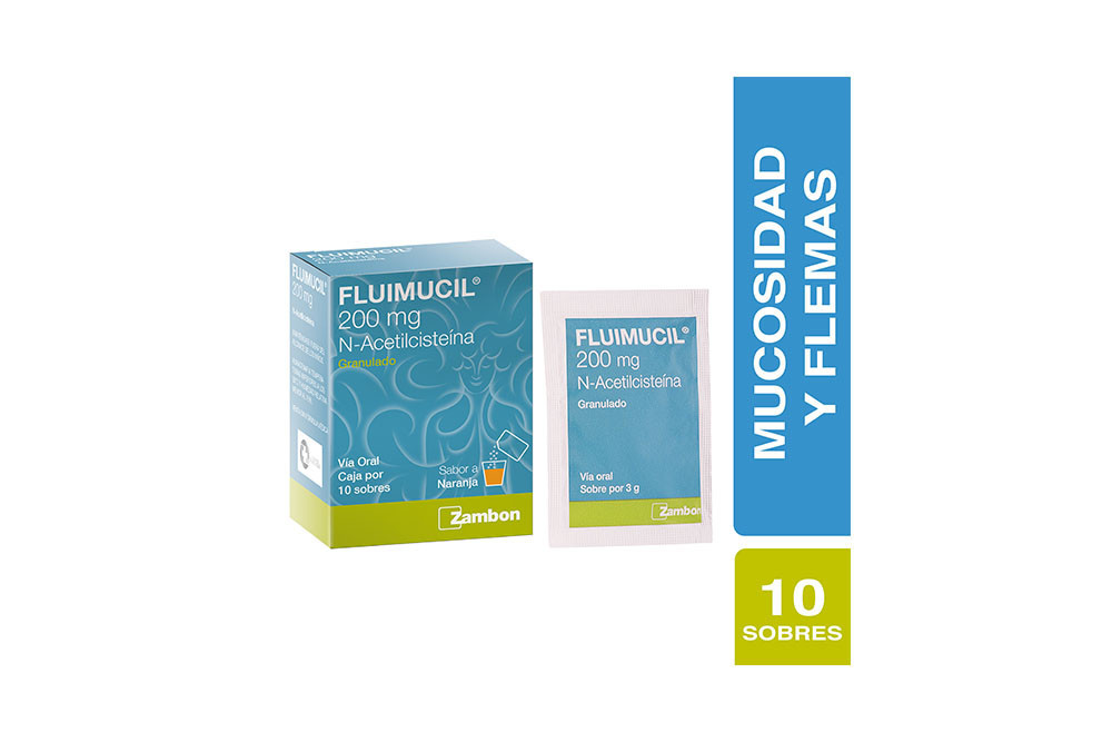 Fluimucil Granulado 200 mg Caja x 10 Sobres - Mucolítico