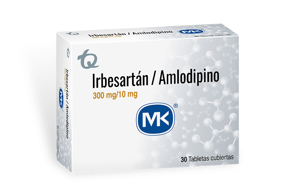 Irbesartan/ Amlodipino 300/10 mg Caja Con 30 Tabletas
