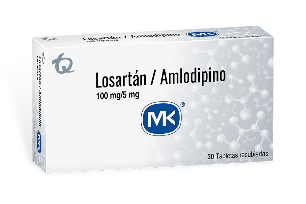 Losartan 100 mg / Amlodipino 5 mg Mk Caja Con 30 Tabletas