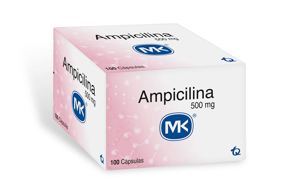 Ampicilina 500 mg MK Caja Con 100 Cápsulas