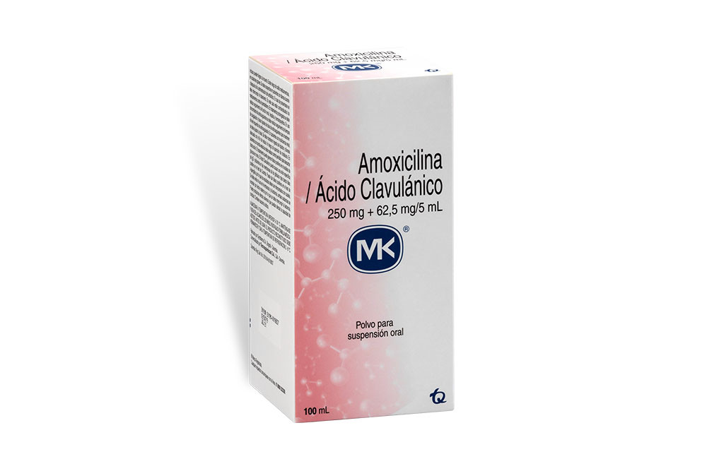 Amoxicilina 250 mg/ 5 mL - Ácido Clavulanico 62,5 mg/ 5 mL Caja Con Frasco Con 100 mL