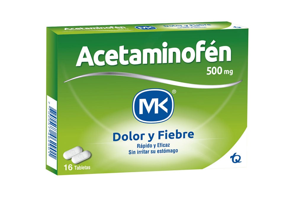 Acetaminofen MK 500 mg Caja Con 16 Tabletas Cubiertas