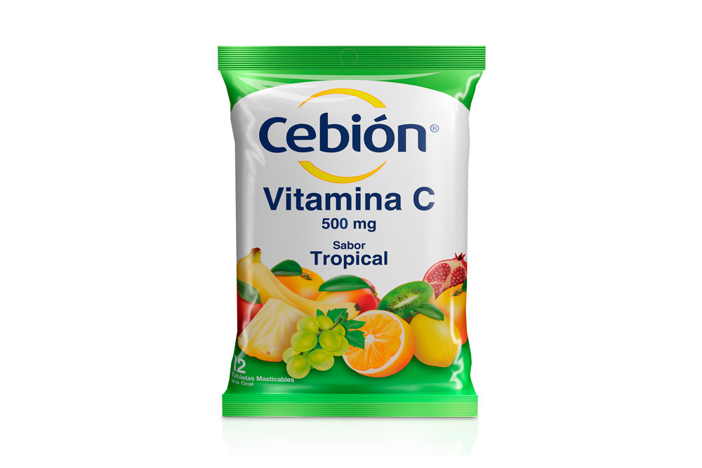 Cebión Vitamina C Sabor Tropical Bolsa Con 12 Tabletas Masticables
