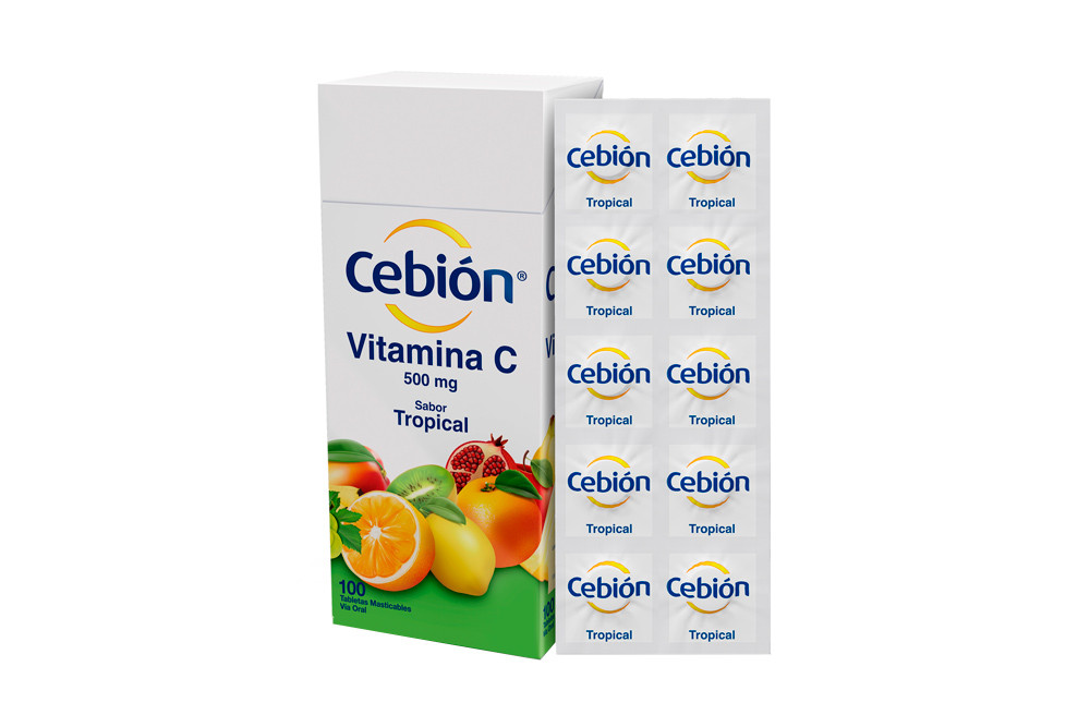Cebión Vitamina C Sabor Tropical Sobre Con 10 Tabletas Masticables