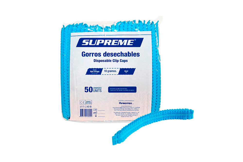 Gorros Desechables Supreme Azules Empaque Con 50 Unidades