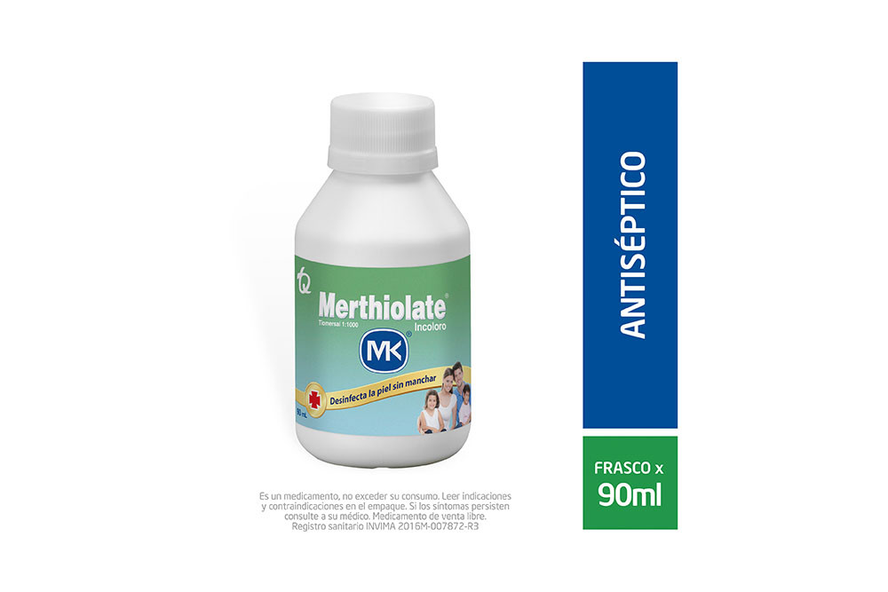 Merthiolate Incoloro Frasco Con 90 mL