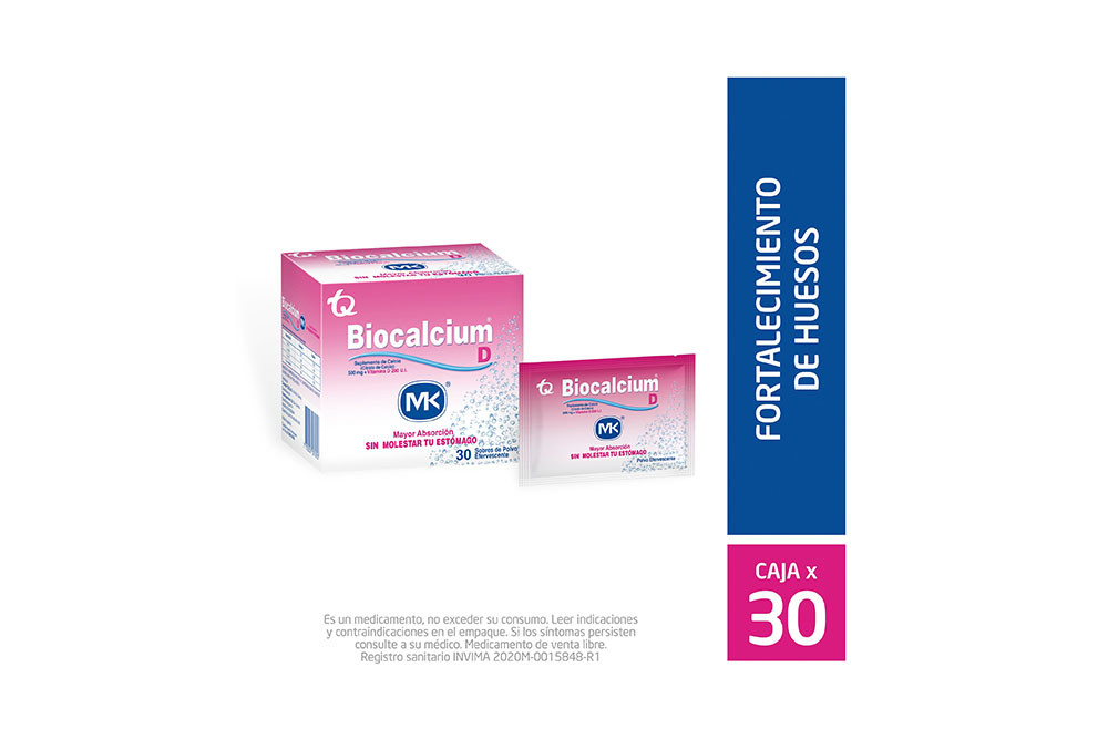 Biocalcium D Polvo 500 mg / 200 U.I Caja Con 30 Sobres