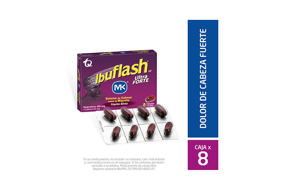 Ibuflash Ultra Forte 400 / 65 mg Caja Con 8 Cápsulas Líquidas