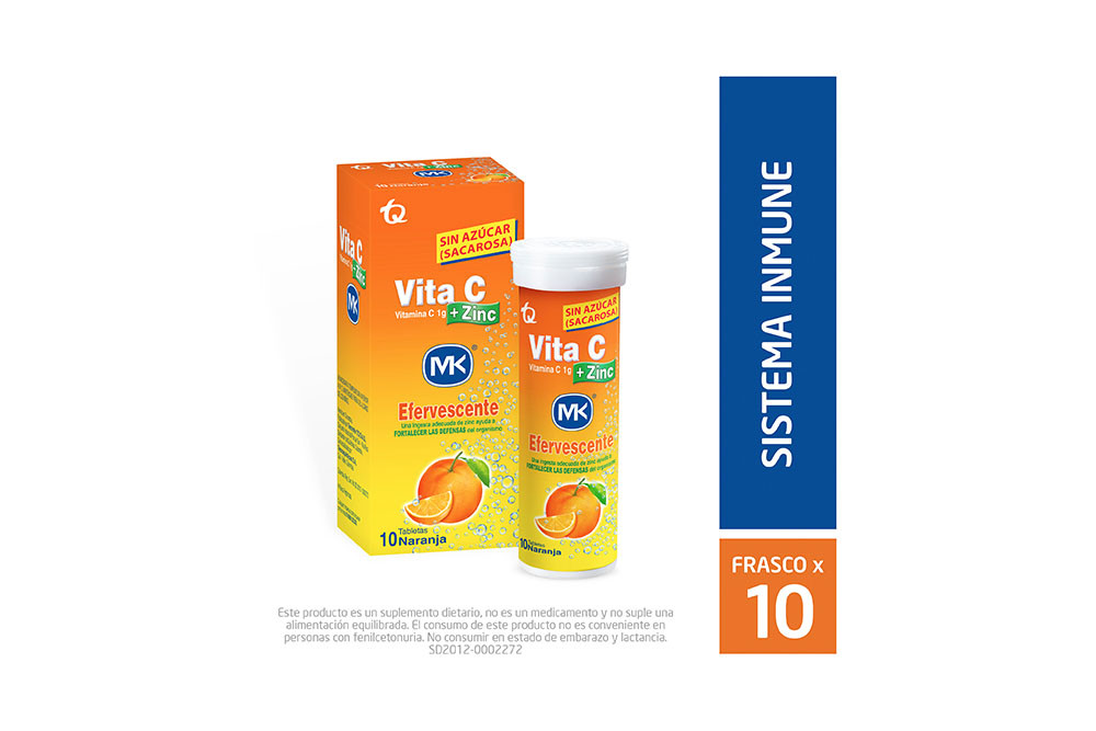 Vita C + Zinc Sabor Naranja Caja Con Frasco Con 10 Tabletas
