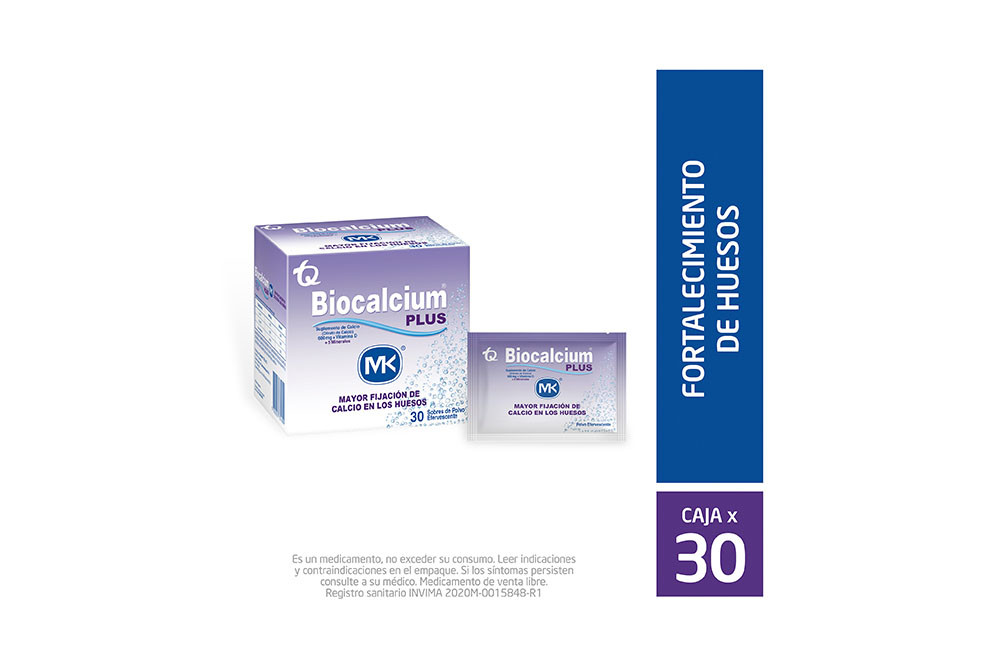 Biocalcium Plus 600 mg Caja Con 30 Sobres De Polvo Efervescente