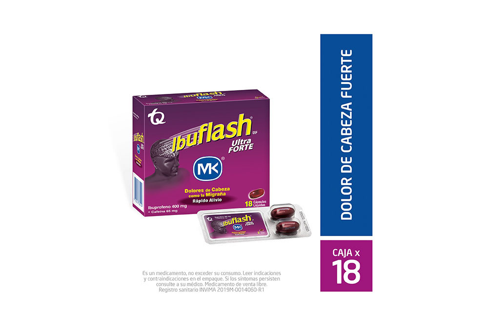 Ibuflash Ultra Forte 400 / 65 mg Caja Con 18 Cápsulas Líquidas