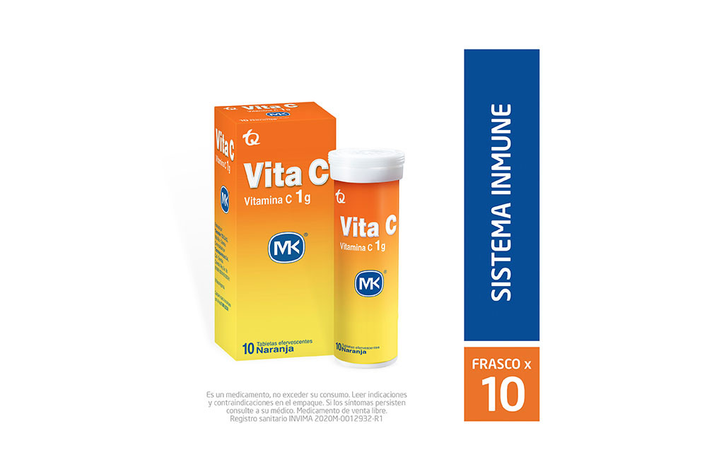 Vita C 1 g Sabor Naranja Caja Con 10 Tabletas