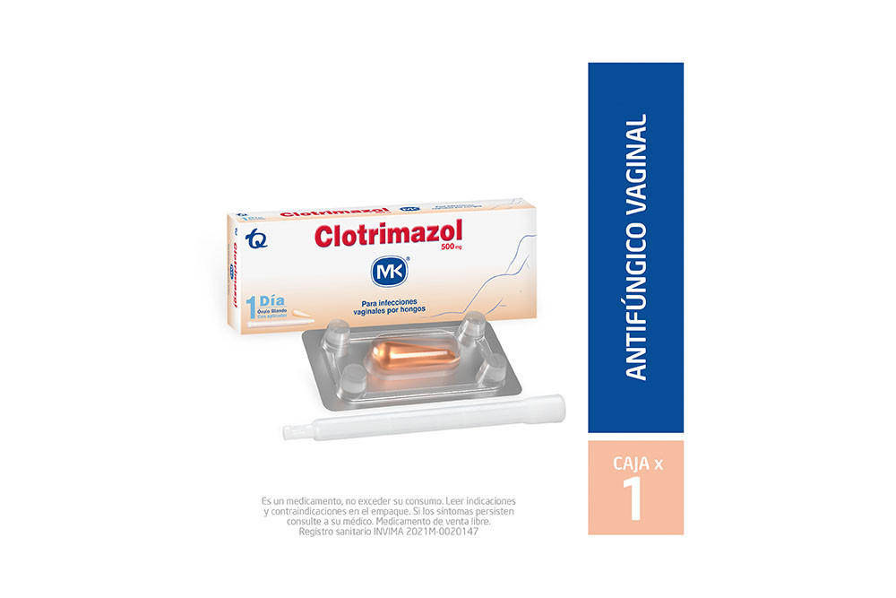 Clotrimazol MK 500 mg Vaginal Con Aplicador Caja Con 1 Unidad