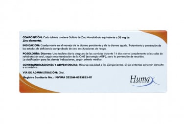 Sulzinc 20 Mg Caja Con 30 Tabletas Cubiertas