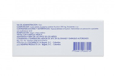 Acyclovir 200 mg Caja Con 25 Tabletas