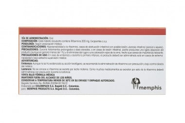Rifaximina 200 Mg Caja Con 12 Tabletas Recubiertas