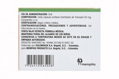 Tramadol 50 Mg Caja Con 10 Cápsulas