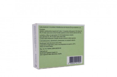Buscapina 20 mg/ mL Caja Con 3 Ampollas De 1 mL