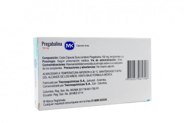 Pregabalina 150 mg Caja Con 14 Cápsulas