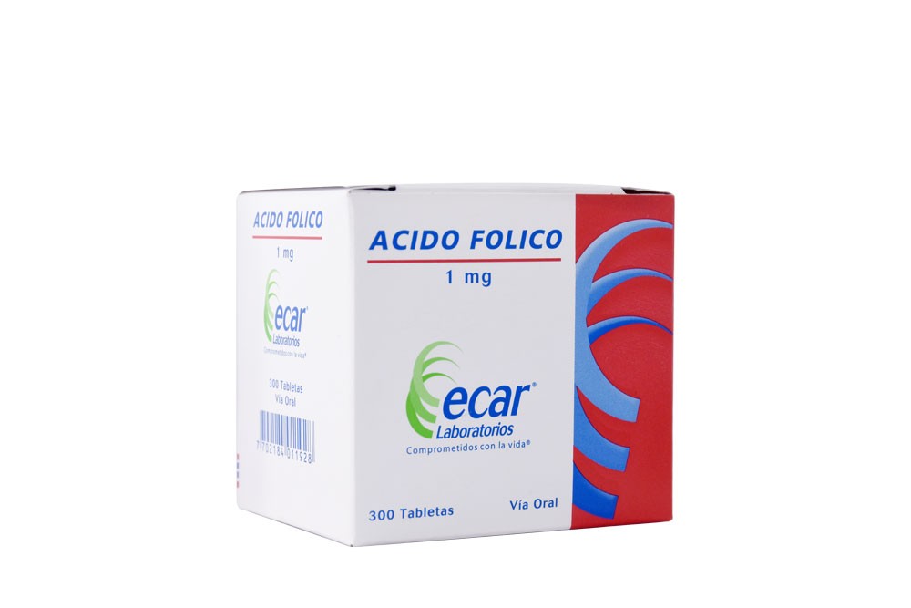 Ácido Fólico Ecar 1 mg Caja Con 300 Tabletas