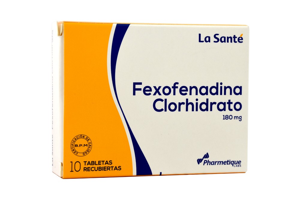 Fexofenadina Clorhidrato 180 mg Caja Con 10 Tabletas