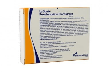 Fexofenadina Clorhidrato 180 mg Caja Con 10 Tabletas