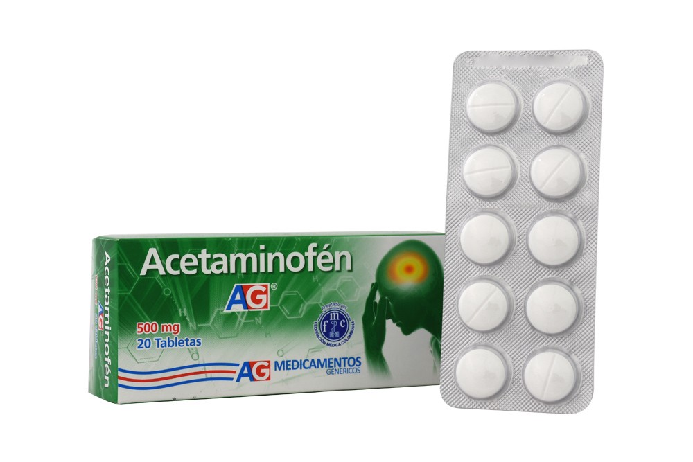 Acetaminofén 500 mg American Generics Caja Con 20 Tabletas