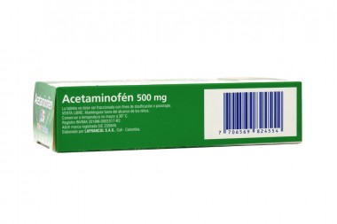 Acetaminofén 500 mg American Generics Caja Con 20 Tabletas