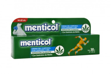 Gel Corporal Menticol Con Cannabis y CBD Tubo Con 30 g