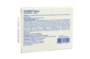 Alenat 500 mg Caja Con 3 Tabletas Recubiertas