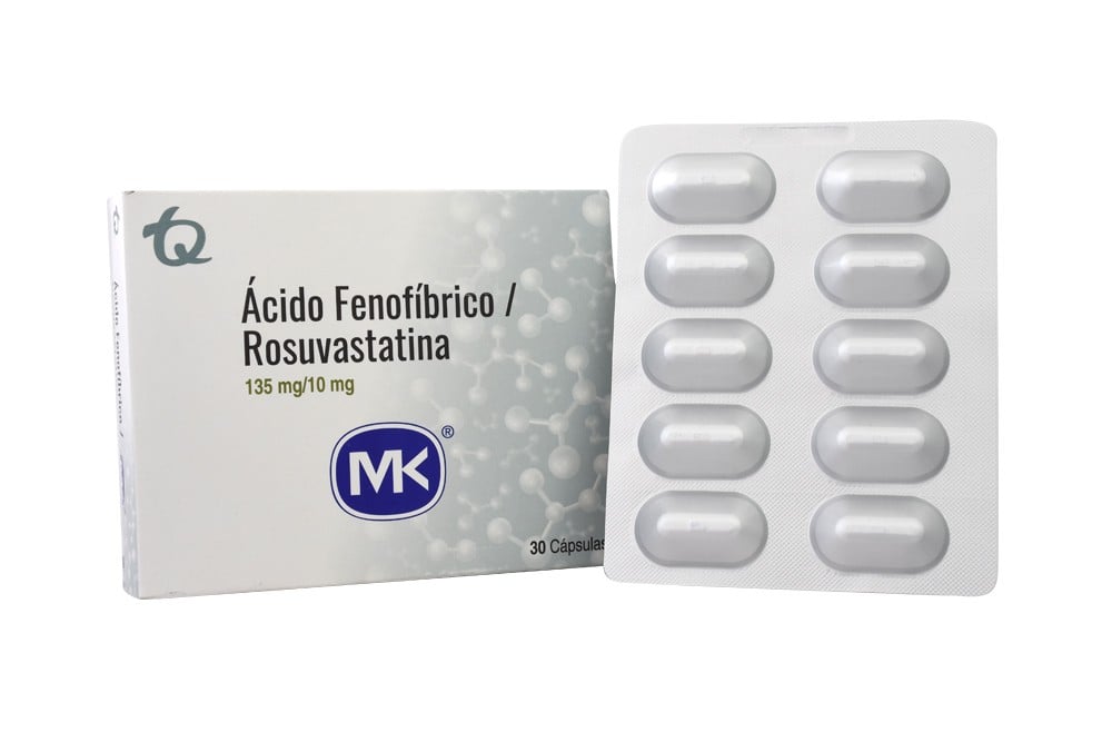 Acido Fenofibrico + Rosuvastatina 135/10 Mg 30 Caja Con Cápsulas