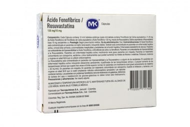 Acido Fenofibrico + Rosuvastatina 135/10 Mg 30 Caja Con Cápsulas
