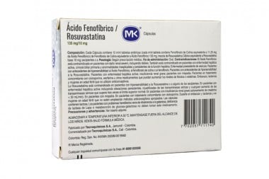 Acido Fenofibrico + Rosuvastatina 135/10 mg 30 Caja Con Cápsulas