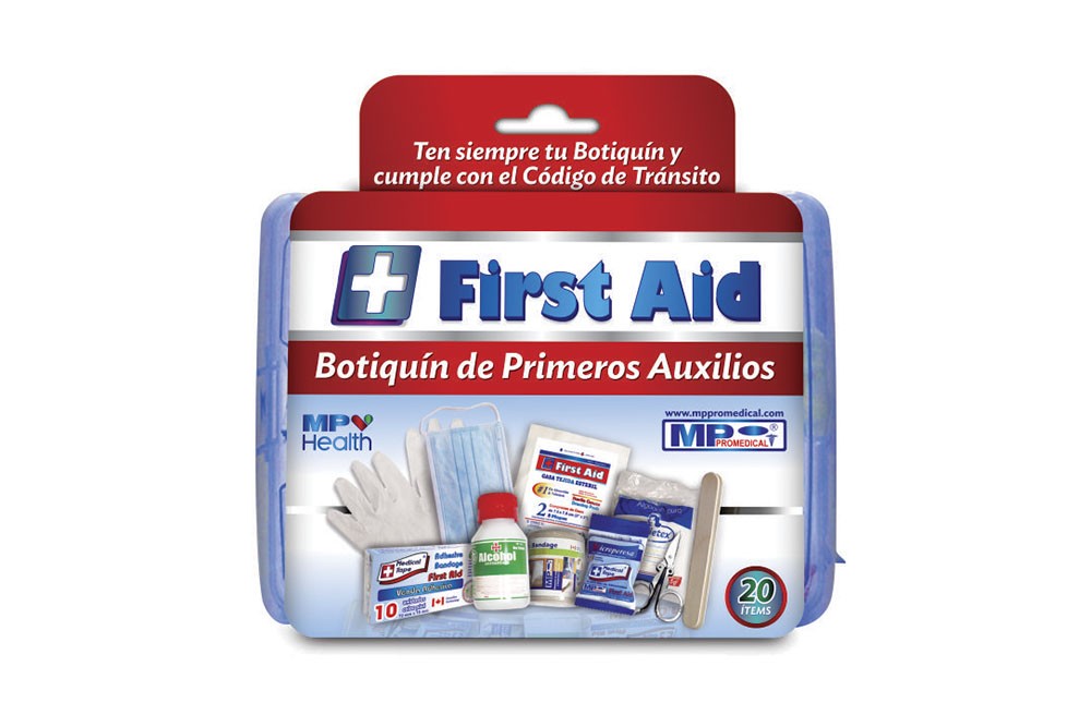 Botiquín De Primeros Auxilios Rojo Kit Con 20 Unidades