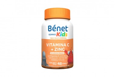 Gomas Benet Kids Vitamina C Y Zinc Sin Azúcar Frasco Con 48 Unidades