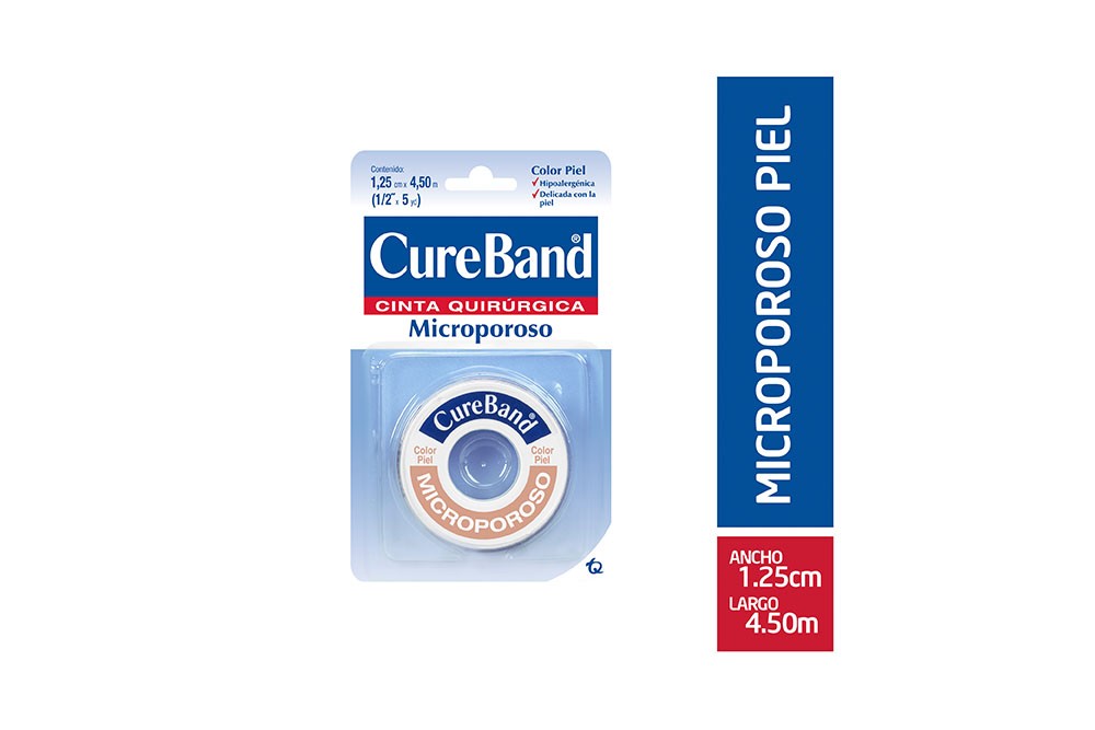 Cinta Microporosa CureBand Color Piel Empaque Con 1 Unidad