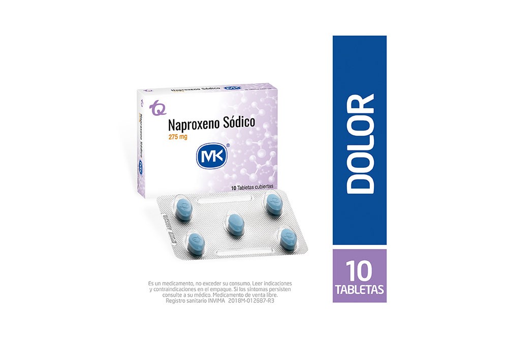 Naproxeno Sódico 275 mg Caja Con 10 Tabletas Cubiertas