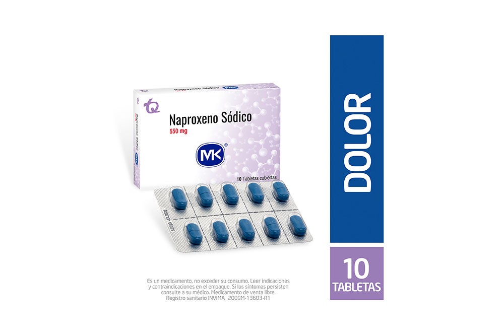 Naproxeno Sódico 550 mg Caja Con 10 Tabletas Cubiertas