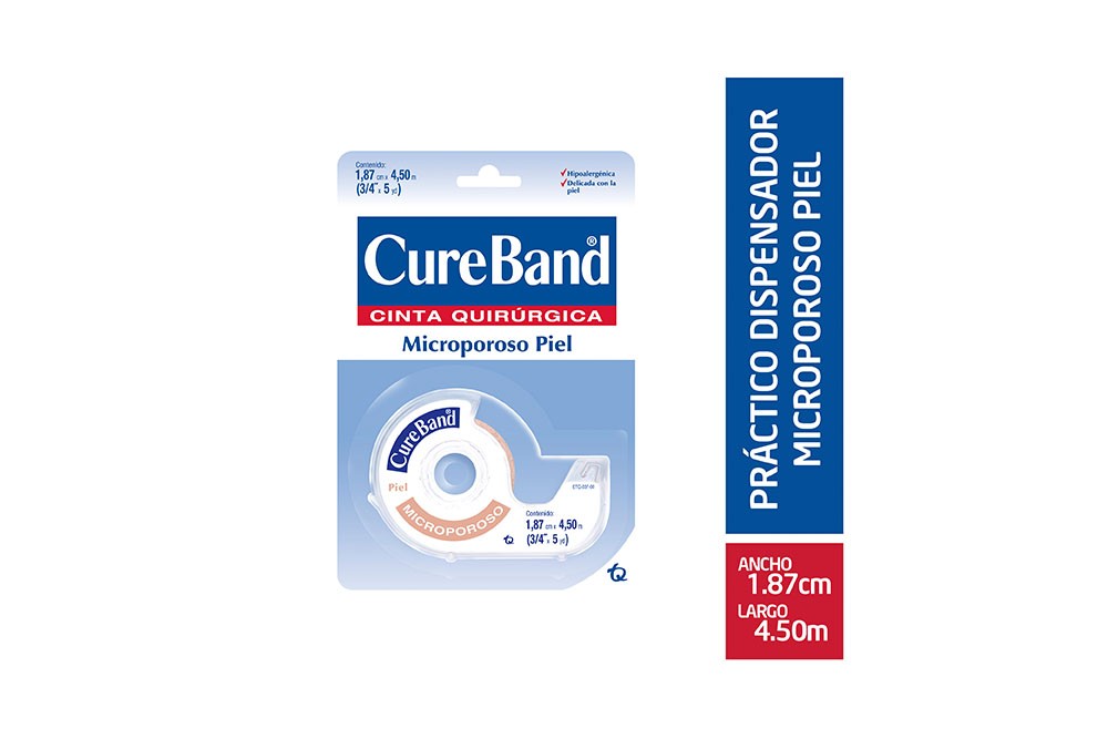 Cinta Micropore Cureband Con Dispensador Piel Empaque Con 1 Unidad